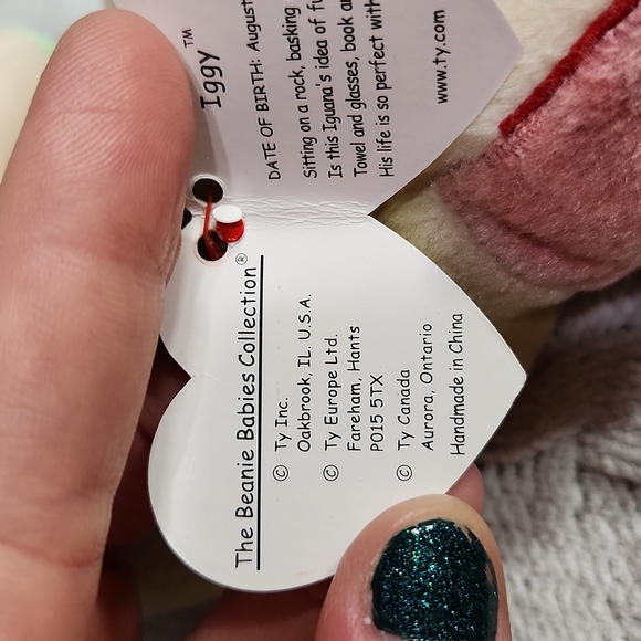 🕸Vintage Ty Beanie Baby Original "Iggy" The Iguana 1997 P.V.C Pellets - Picture 10 of 11